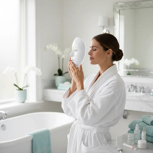 Soin visage anti-âge à domicile avec masque de luminothérapie LED haute intensité