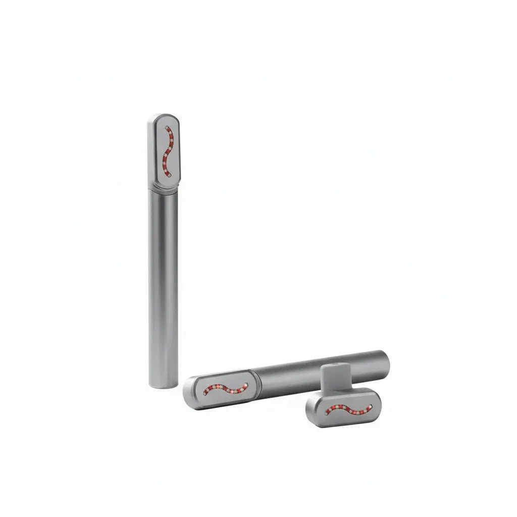 Appareil lifting visage EMS IceRelief gris - massage facial radiofréquence LED rouge - anti-âge raffermissant