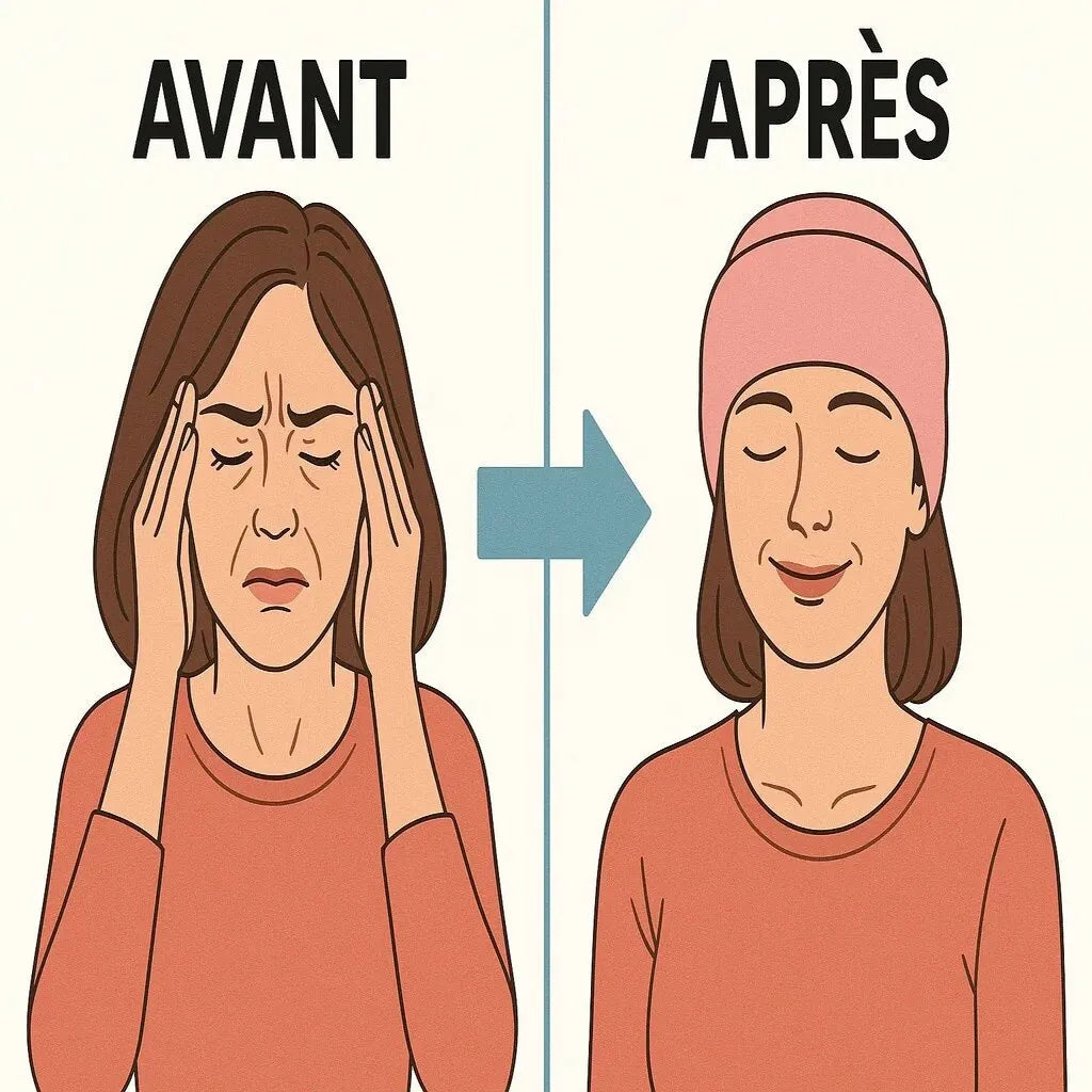 Bonnet anti-migraine rose IceRelief réduction inflammation vasculaire céphalées compression