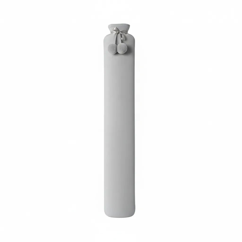 Bouillotte haute densité grise 76cm avec pompons décoratifs - Soulagement douleurs et bien-être IceRelief