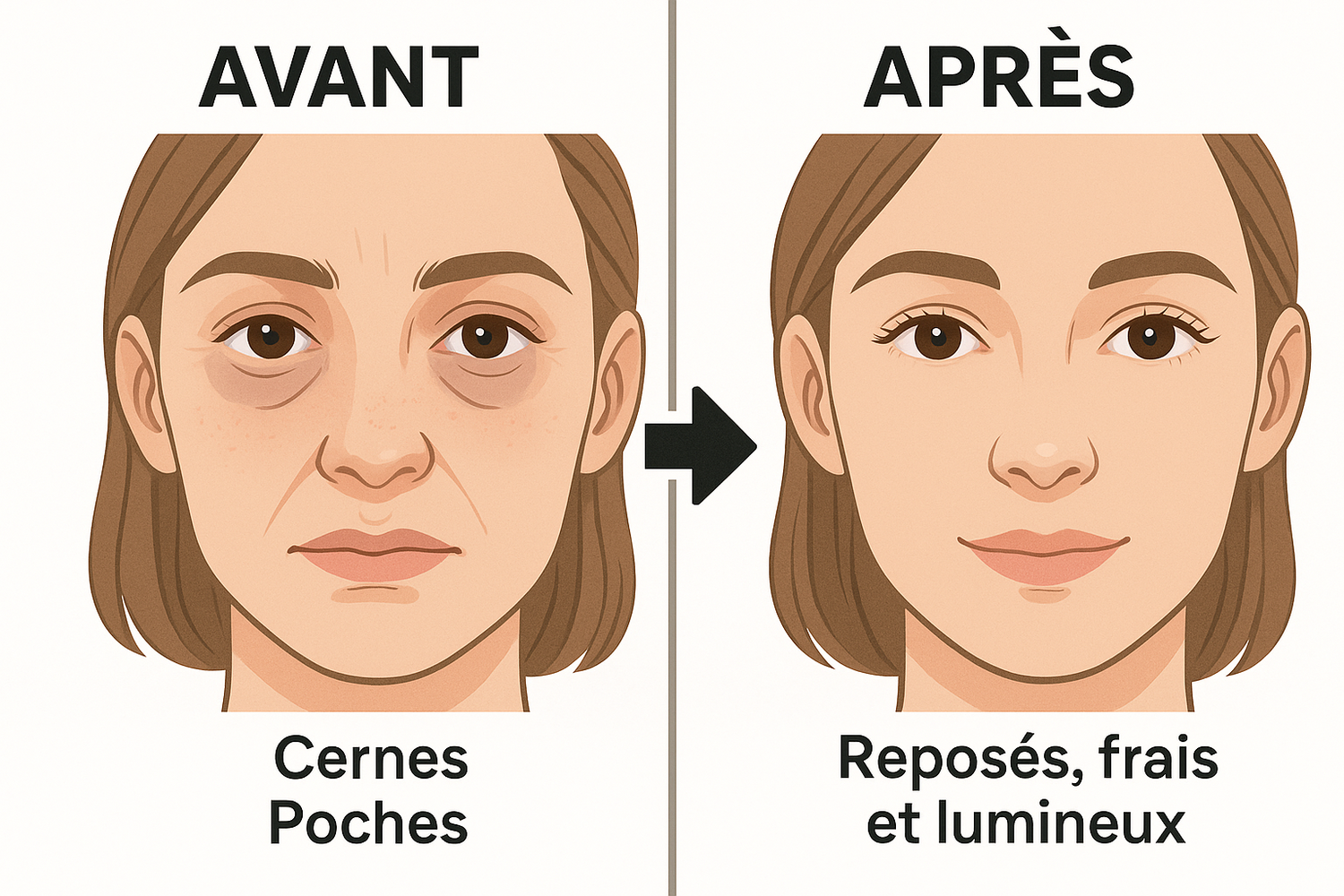 Avant après utilisation masque yeux Xiaomi - yeux fatigués vs yeux reposés et lumineux