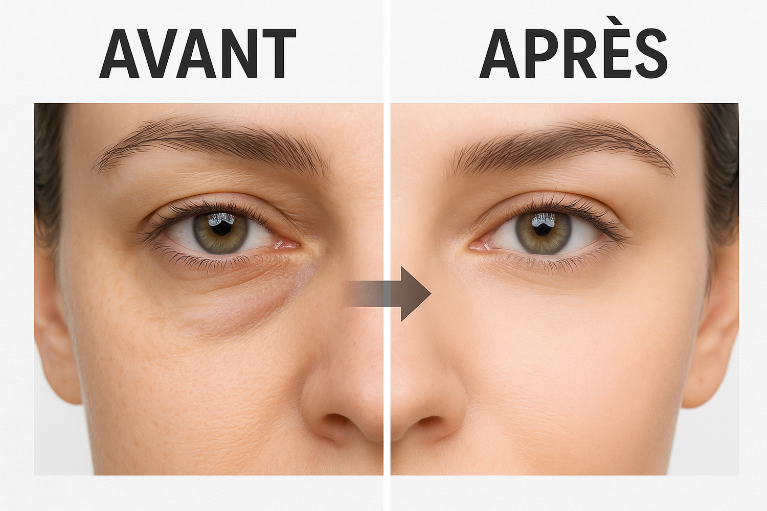 Avant après masseur yeux bluetooth - yeux fatigués écran vs yeux reposés lumineux éclatants
