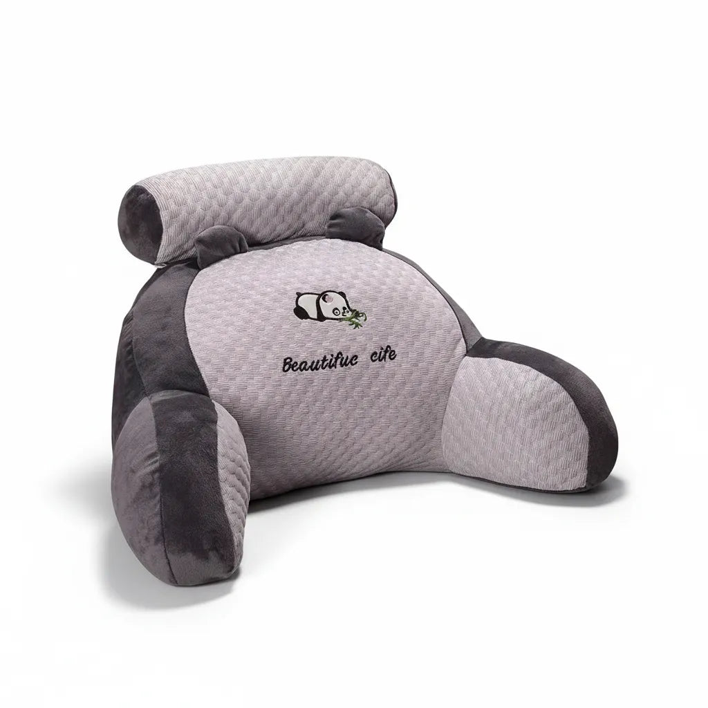 Coussin lecture ergonomique IceRelief gris panda - soutien lombaire dossier lit accoudoirs confort