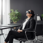 Masseur yeux magnétique 9 modes anti-fatigue - femme pause bureau soulagement yeux fatigués écran
