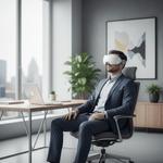 Masseur yeux vapeur bureau - homme en pause détente anti-fatigue écrans