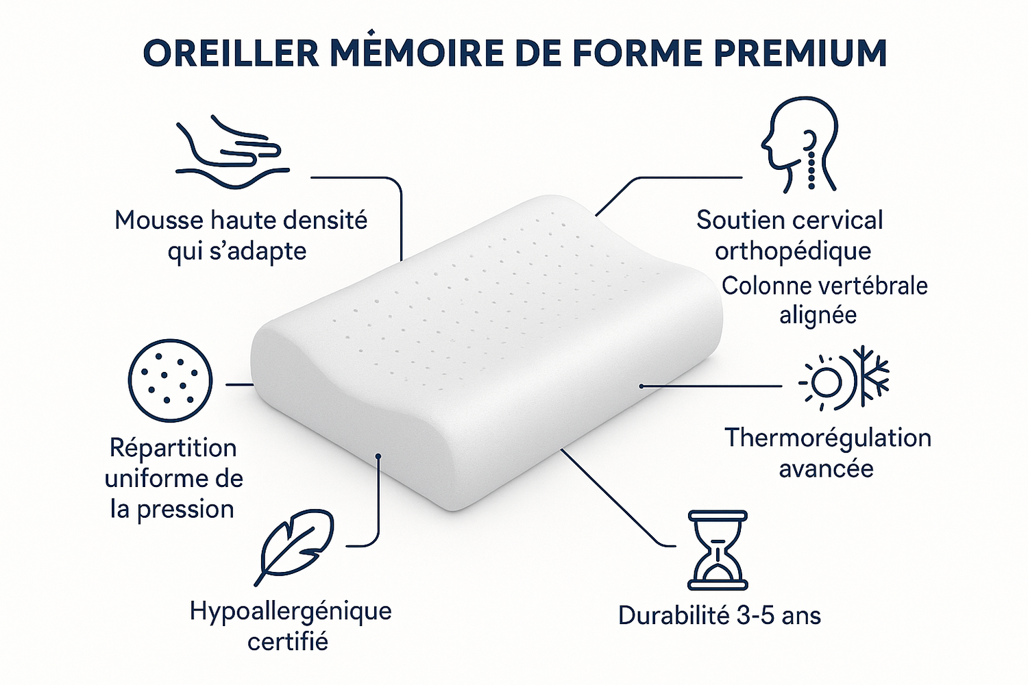 Technologie mémoire de forme premium - haute densité, soutien orthopédique et thermorégulation