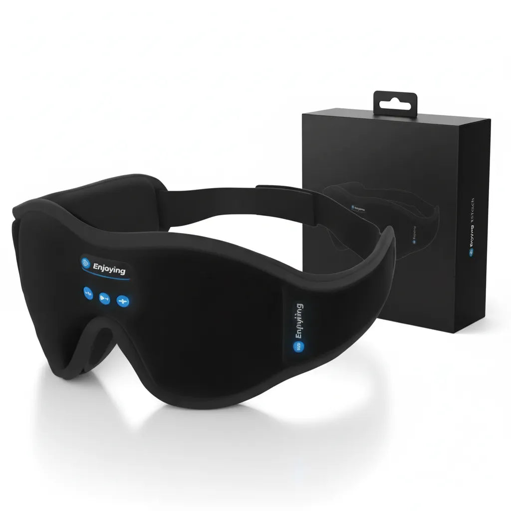 Masque de sommeil Bluetooth IceRelief 3D - sans pression sur les yeux, écouteurs intégrés, connecté, confort nuit optimal, noir