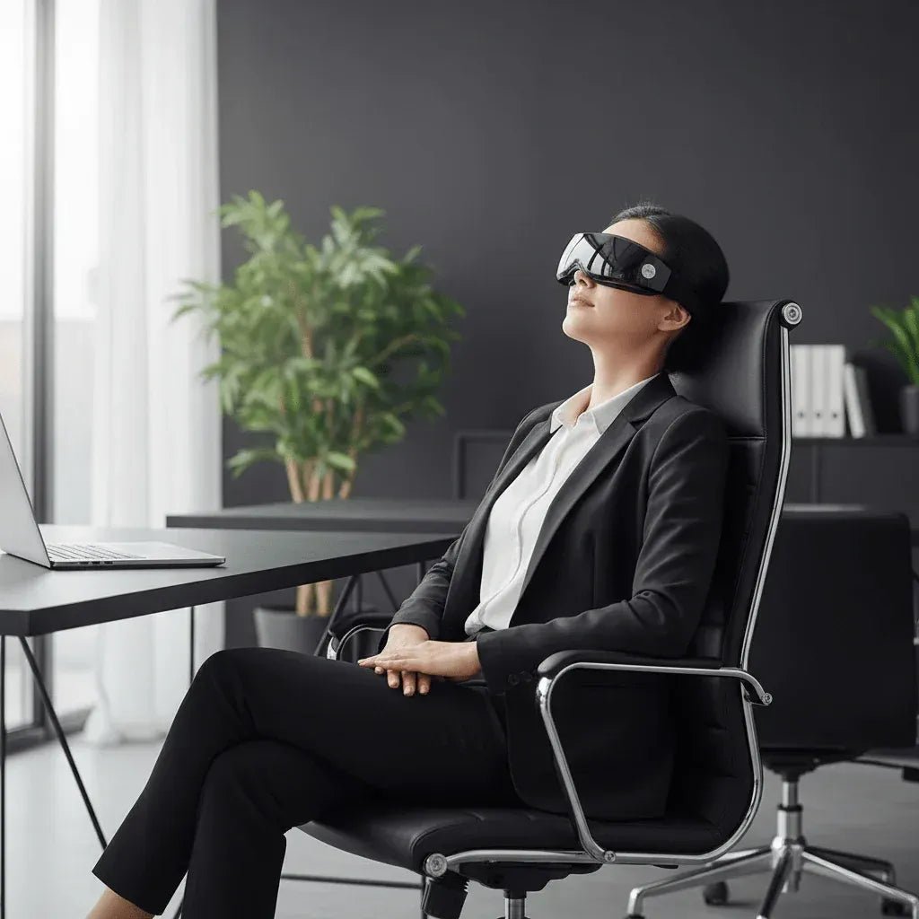 Masseur oculaire magnétique IceRelief avec 22 points de contact en silicone - utilisation au bureau