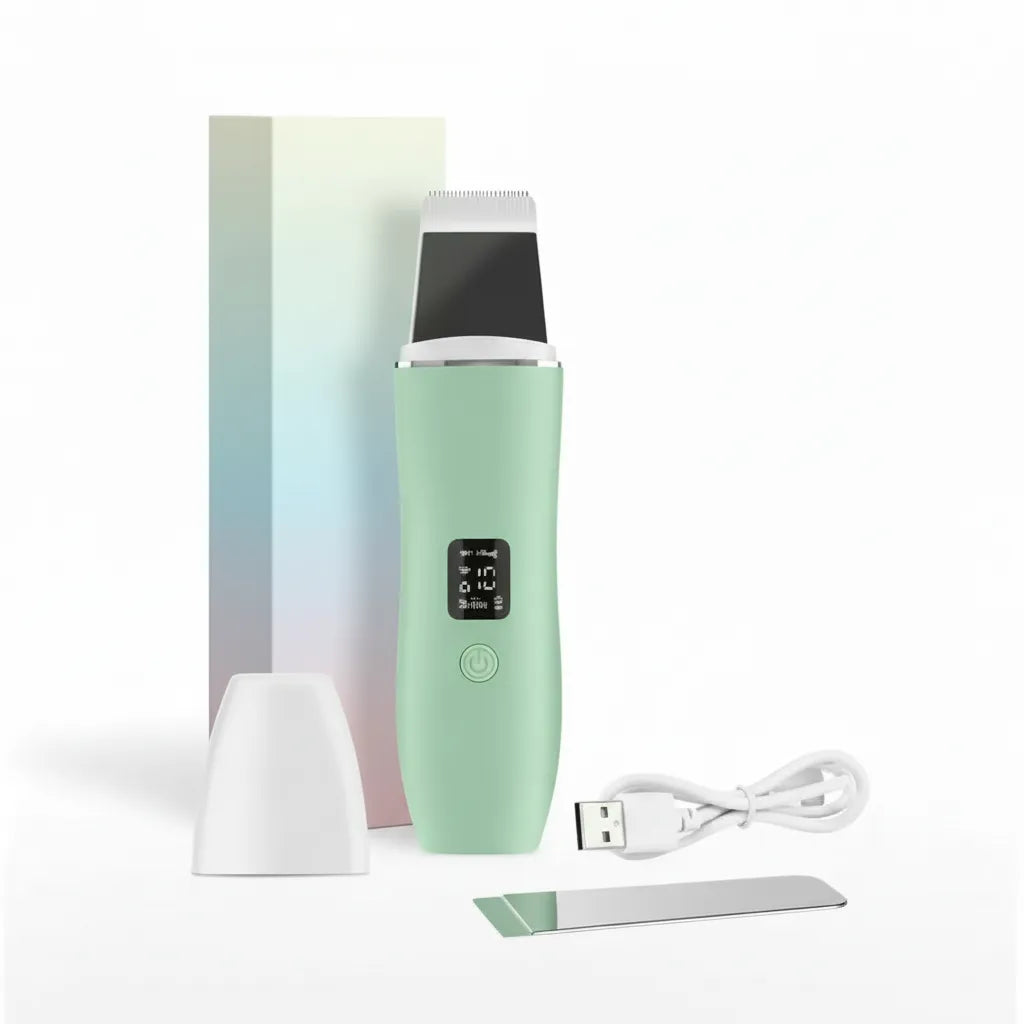 Contenu de la boîte nettoyeur ultrasonique IceRelief — appareil, câble USB et accessoires