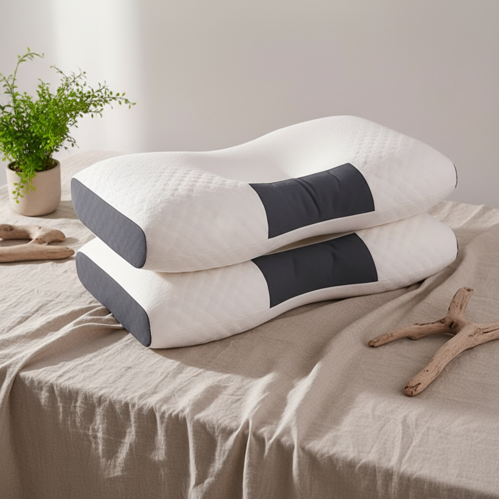 Oreiller cervical orthopédique IceRelief fibre de soja - design ergonomique naturel et écologique