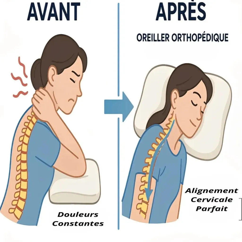 Comparaison oreiller classique vs oreiller cervical orthopedique IceRelief pour douleurs cervicales