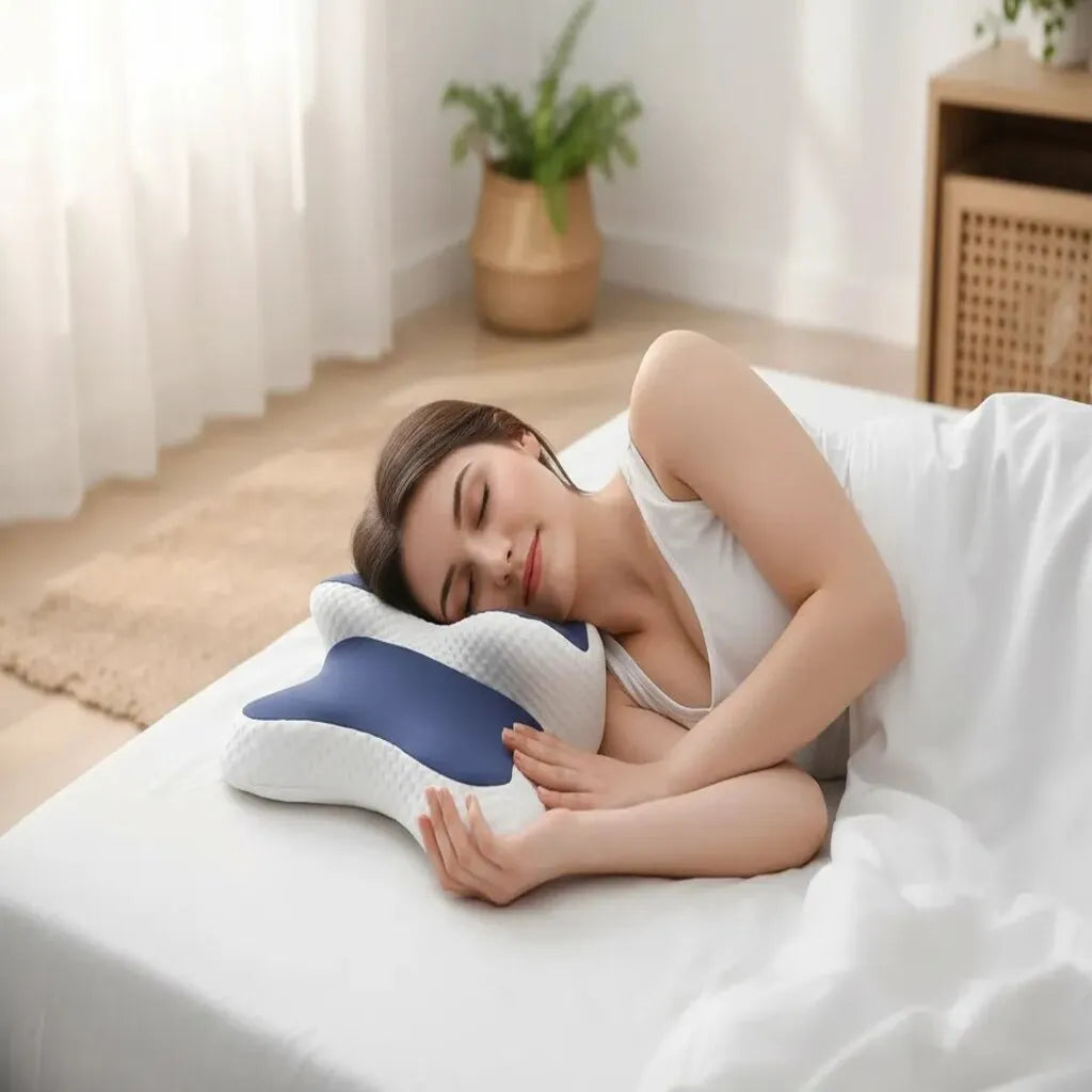 Oreiller Cervical Mousse Mémoire Haute Densité - Soutien Orthopédique Ergonomique Anti-Ronflement