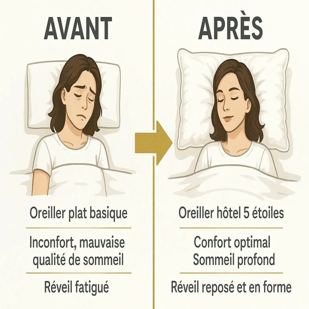 Comparaison oreiller plat vs oreiller gonflant hôtellerie IceRelief