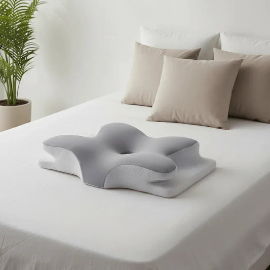 Oreiller cervical forme papillon - ambiance chambre scandinave zen moderne