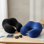 Oreiller voyage forme U mémoire de forme 2 couleurs - noir et bleu icerelief64