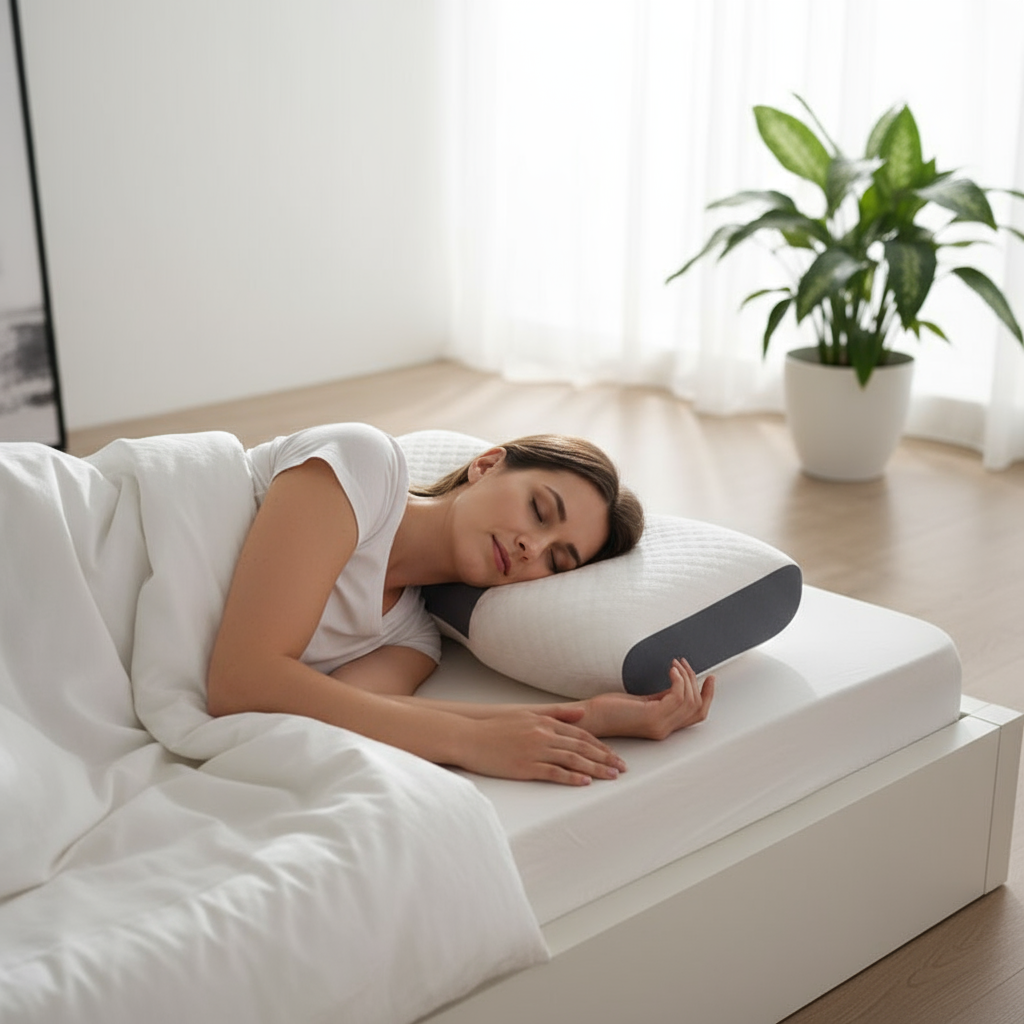 Oreiller cervical orthopédique IceRelief en fibre de soja pour sommeil réparateur naturel