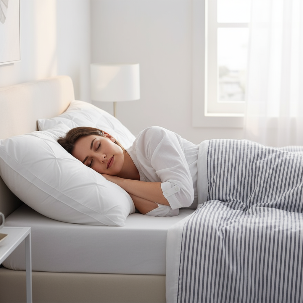 Sommeil sur le côté avec oreiller mémoire de forme IceRelief - confort et soutien cervical