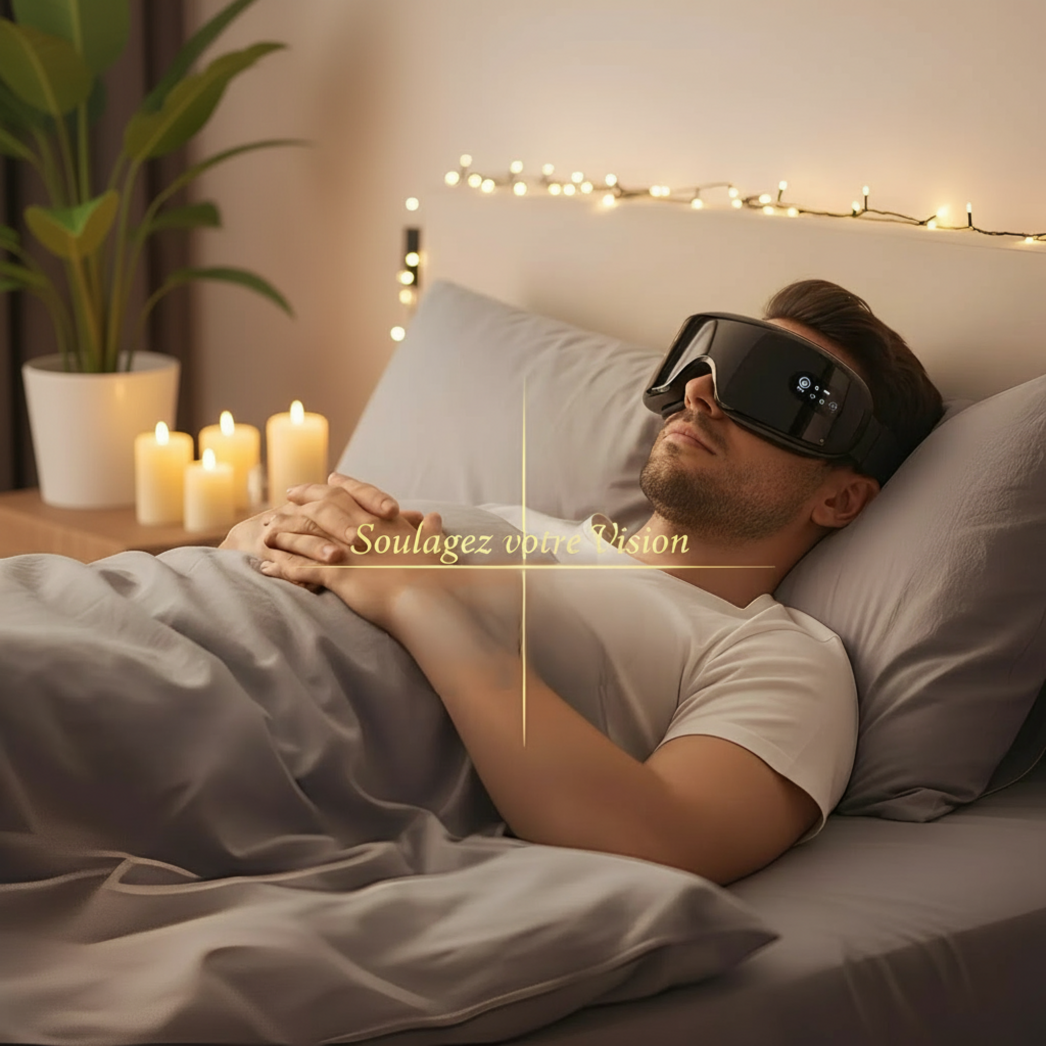Masseur yeux magnétique anti-fatigue - Soulagement vision et relaxation au lit