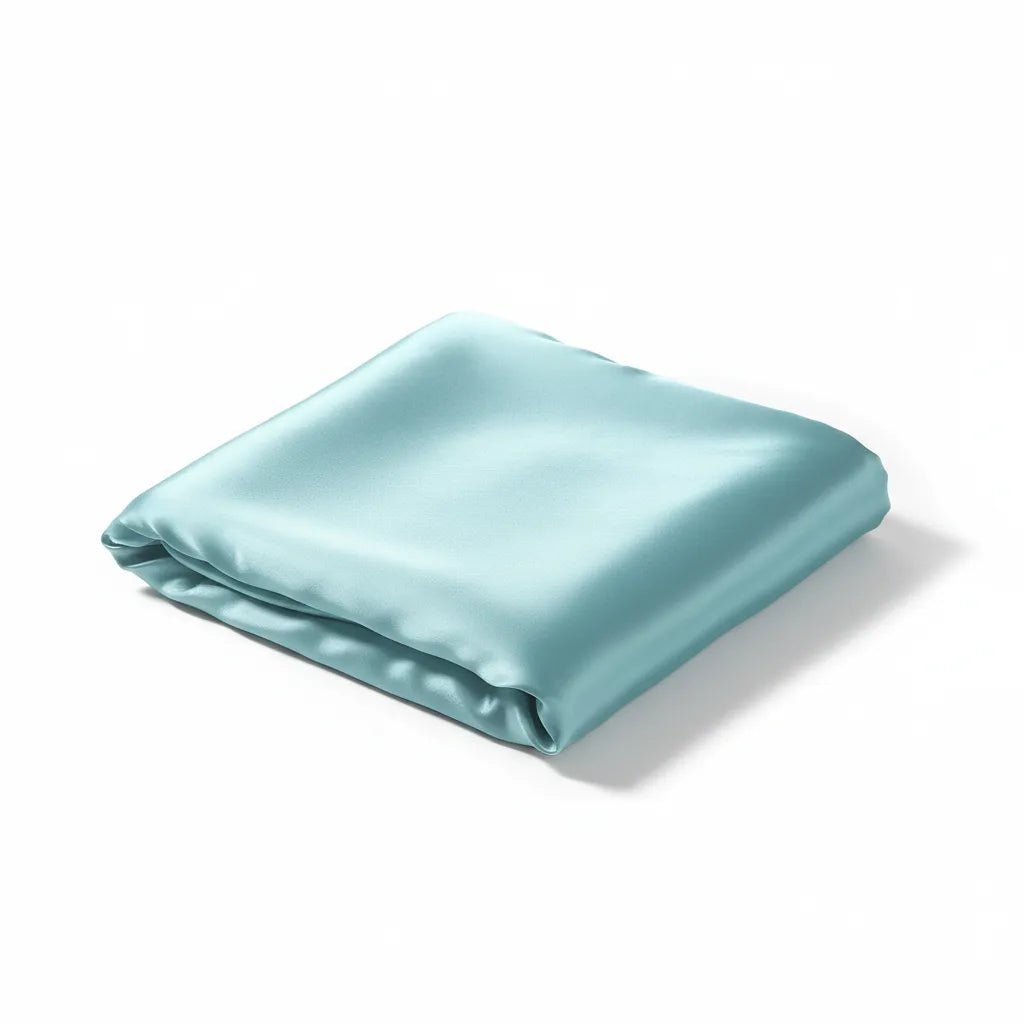Taie d'oreiller soyeuse IceRelief bleu lac 48x74cm - satin premium anti-frisottis cheveux et peau