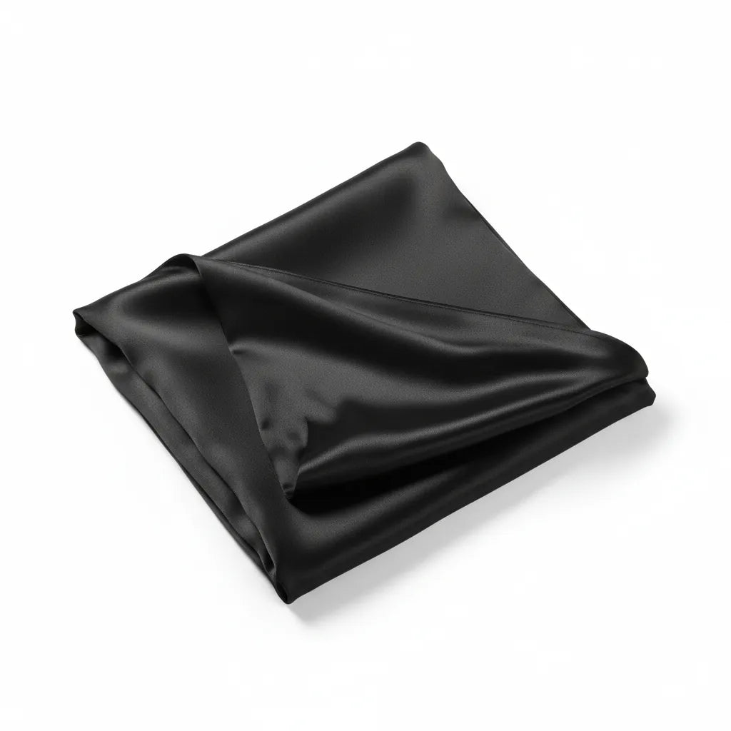Taie d'oreiller soyeuse IceRelief noir pur 48x74cm - satin premium anti-frisottis cheveux et peau