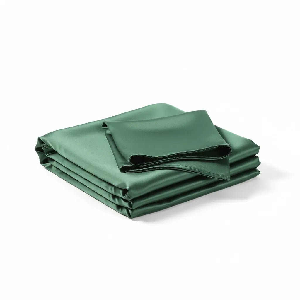 Taie d'oreiller soyeuse IceRelief vert foncé 48x74cm - satin premium anti-frisottis cheveux et peau